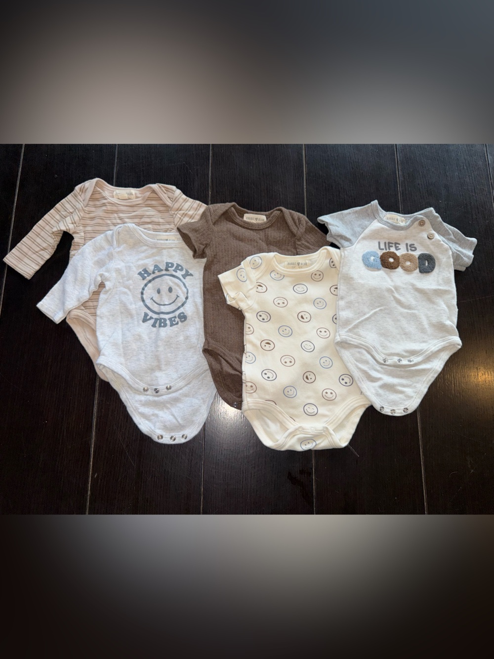 Neutral Smiley One-Piece Bodysuits - Happy Vibes Pack